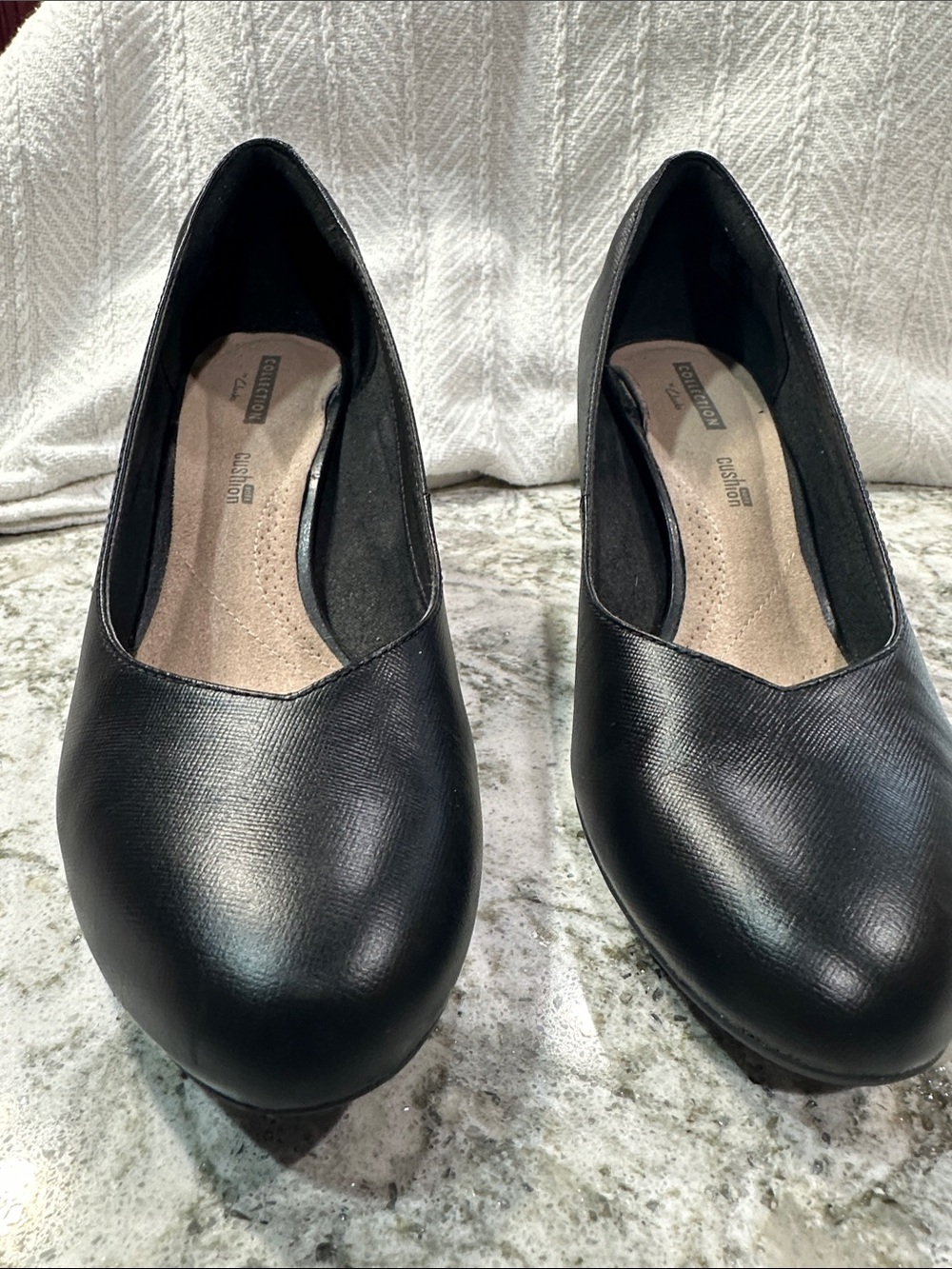 Clarks Black Women's Slip-On Cushioned Heels